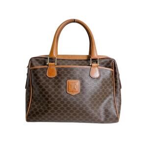 Celine handbag, leather, Macadam pattern, brown.